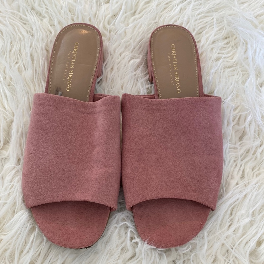 Christian Siriano Slip On Faux Pink Suede Sandal Size 9